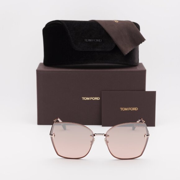 Tom Ford Nickie-02 FT1107 28U Butterfly Sunglasses - Gold/Bordeaux Mirror main image 5